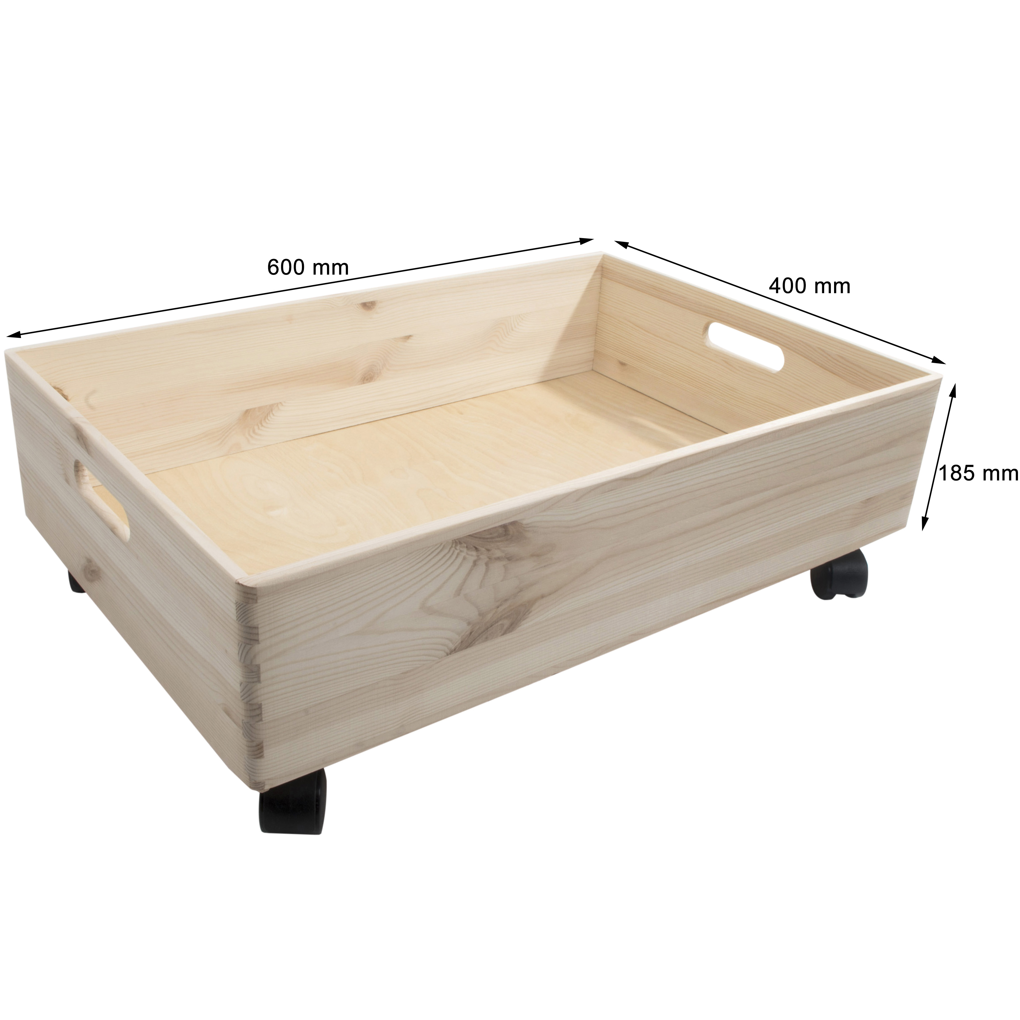 Extra Large Shallow Crate Wooden Storage Box Container with Wheels
